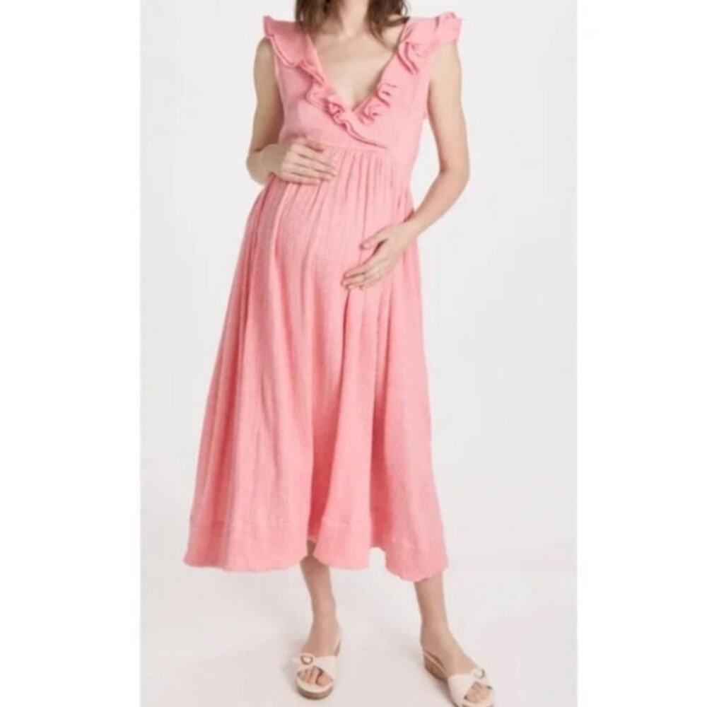 Hatch Pink Ruffle-Trim Midi Dress